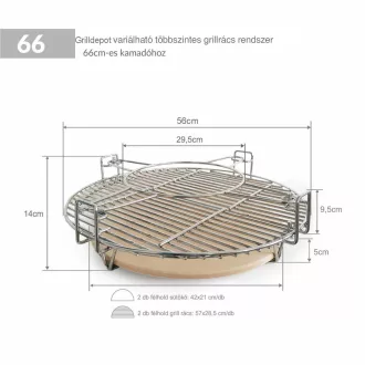 Adjustable grill rack system for Kamado