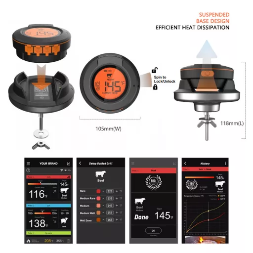 Grilldepot Smart Wireless Grill-Mountable Thermometer